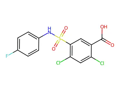 2,4-dichloro-5-[(4-fluorophenyl)sulfamoyl]benzoic Acid structure