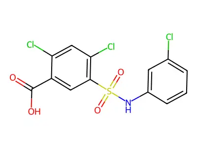 2,4-dichloro-5-[(3-chlorophenyl)sulfamoyl]benzoic Acid structure