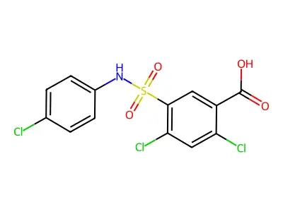 2,4-Dichloro-5-[[(4-chlorophenyl)amino]sulfonyl]benzoic acid structure
