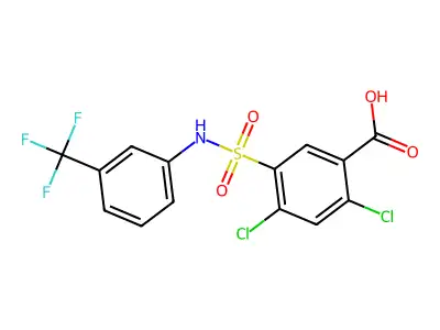 2,4-Dichloro-5-{[3-(trifluoromethyl)phenyl]sulfamoyl}benzoic acid structure