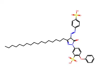 5-{3-heptadecyl-5-oxo-4-[(E)-(4-sulfophenyl)diazenyl]-4,5-dihydro-1H-pyrazol-1-yl}-2-phenoxybenzenesulfonic acid structure