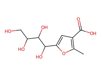 2-methyl-5-(1,2,3,4-tetrahydroxybutyl)furan-3-carboxylic Acid structure
