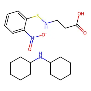 N-cyclohexylcyclohexanamine; 3-[(2-nitrophenyl)sulfanylamino]propanoic acid structure