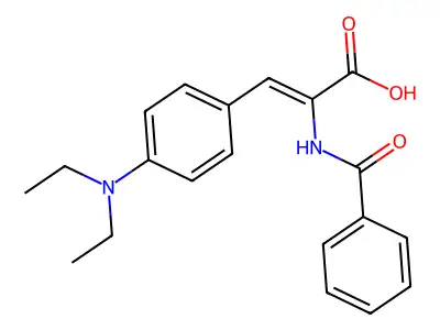 2-Benzamido-3-[4-(diethylamino)phenyl]prop-2-enoic acid structure