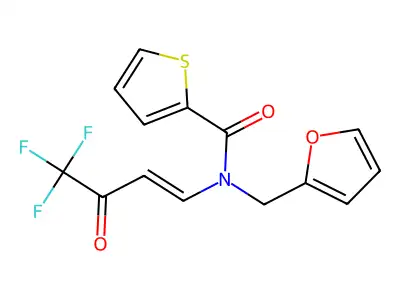 N-(2-Furylmethyl)-N-(4,4,4-trifluoro-3-oxobut-1-enyl)thiophene-2-carboxamide structure
