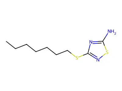 3-Heptylsulfanyl-[1,2,4]thiadiazol-5-ylamine structure