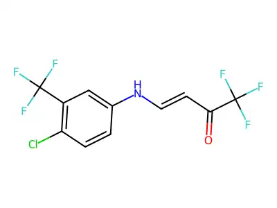 4-[4-chloro-3-(trifluoromethyl)anilino]-1,1,1-trifluorobut-3-en-2-one structure