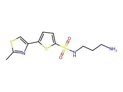 N-(3-aminopropyl)-5-(2-methylthiazol-4-yl)thiophene-2-sulfonamide structure