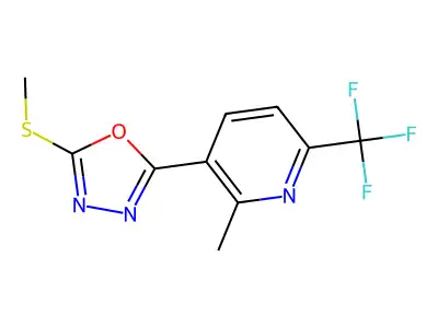 2-Methyl-3-(5-(methylthio)-1,3,4-oxadiazol-2-yl)-6-(trifluoromethyl)pyridine structure