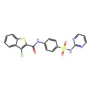 3-chloro-N-{4-[(pyrimidin-2-yl)sulfamoyl]phenyl}-1-benzothiophene-2-carboxamide structure
