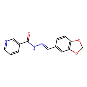 3-Pyridinecarboxylic acid, 2-(1,3-benzodioxol-5-ylmethylene)hydrazide structure