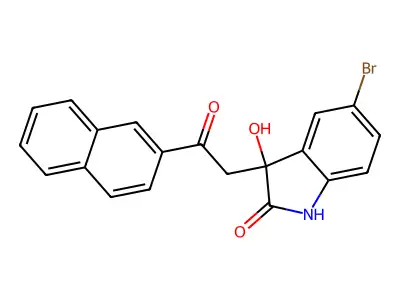 5-bromo-3-hydroxy-3-(2-naphthalen-2-yl-2-oxoethyl)-1H-indol-2-one structure