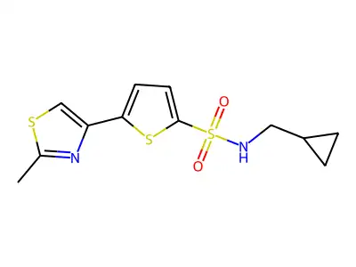 N-(cyclopropylmethyl)-5-(2-methyl-1,3-thiazol-4-yl)thiophene-2-sulfonamide structure