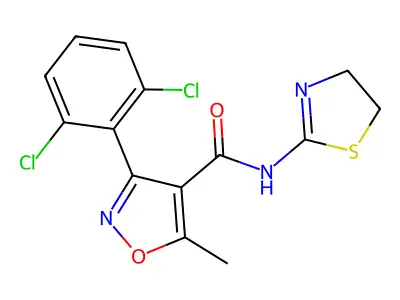 3-(2,6-dichlorophenyl)-N-(4,5-dihydro-1,3-thiazol-2-yl)-5-methyl-1,2-oxazole-4-carboxamide structure