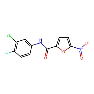 N-(3-chloro-4-fluorophenyl)-5-nitrofuran-2-carboxamide structure