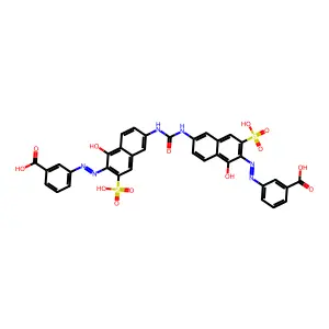 N,N'-Bis-(2-(5-hydroxy-6-(azo-(3-benzoic acid))-7-naphthalenesulfonic acid))urea structure