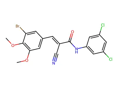 (E)-3-(3-bromo-4,5-dimethoxyphenyl)-2-cyano-N-(3,5-dichlorophenyl)prop-2-enamide structure
