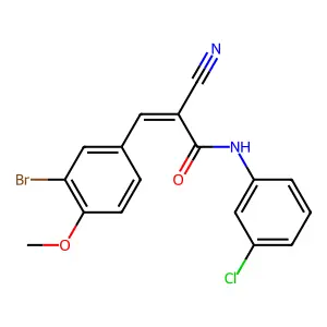 (2E)-3-(3-bromo-4-methoxyphenyl)-N-(3-chlorophenyl)-2-cyanoprop-2-enamide structure