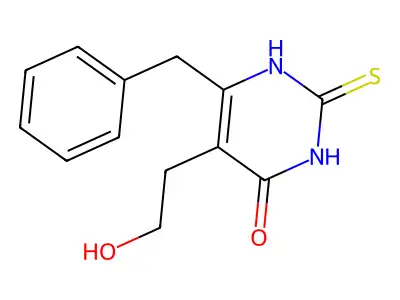 6-benzyl-5-(2-hydroxyethyl)-2-sulfanylidene-1H-pyrimidin-4-one structure