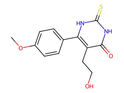 5-(2-hydroxyethyl)-6-(4-methoxyphenyl)-2-sulfanylidene-1H-pyrimidin-4-one structure