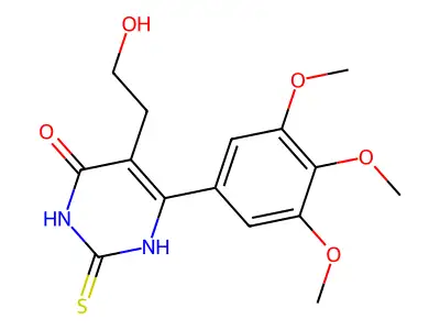 5-(2-hydroxyethyl)-2-sulfanylidene-6-(3,4,5-trimethoxyphenyl structure