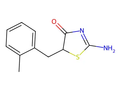 2-Amino-5-[(2-methylphenyl)methyl]-1,3-thiazol-4-one structure
