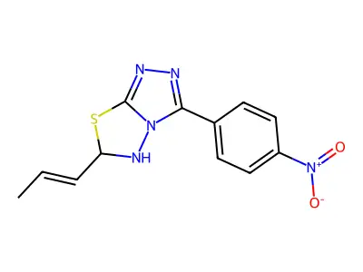 3-(4-nitrophenyl)-6-((1E)-prop-1-enyl)-5,6-dihydro[1,2,4]tri structure