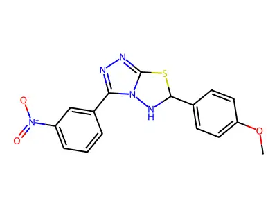 6-(4-methoxyphenyl)-3-(3-nitrophenyl)-5,6-dihydro-[1,2,4]triazolo[3,4-b][1,3,4]thiadiazole structure