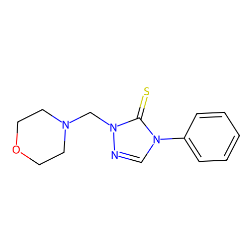 1-(Morpholin-4-ylmethyl)-4-phenyl-1,2,4-triazoline-5-thione structure