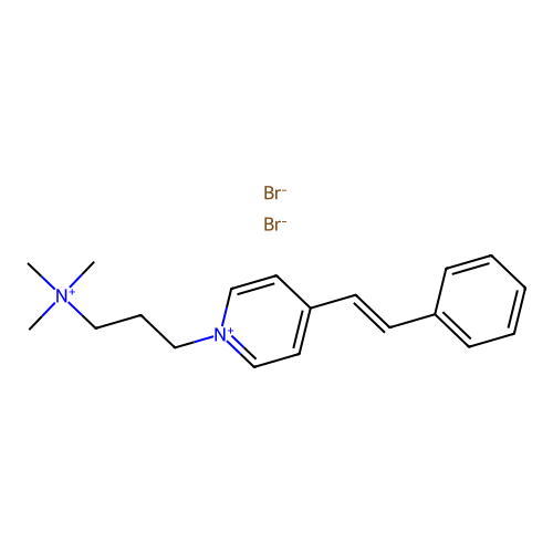 trimethyl-[3-[4-[(E)-2-phenylethenyl]pyridin-1-ium-1-yl]propyl]azanium dibromide structure
