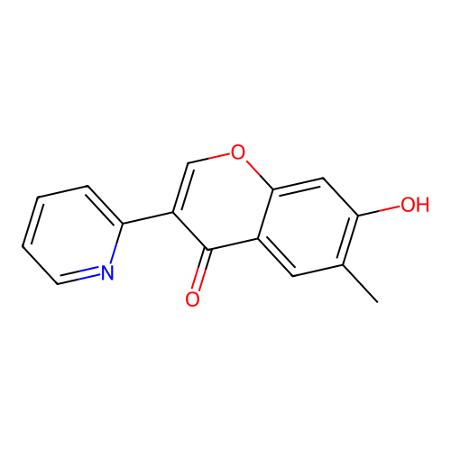 7-hydroxy-6-methyl-3-(pyridin-2-yl)-4H-chromen-4-one structure