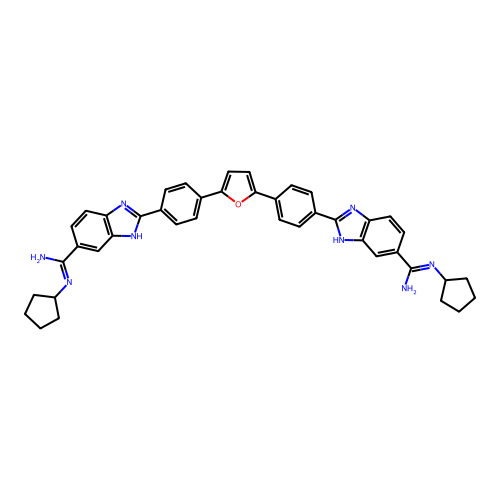 1H-Benzimidazole-5-carboximidamide, 2,2'-(2,5-furandiyldi-4,1-phenylene)bis(N-cyclopentyl- structure