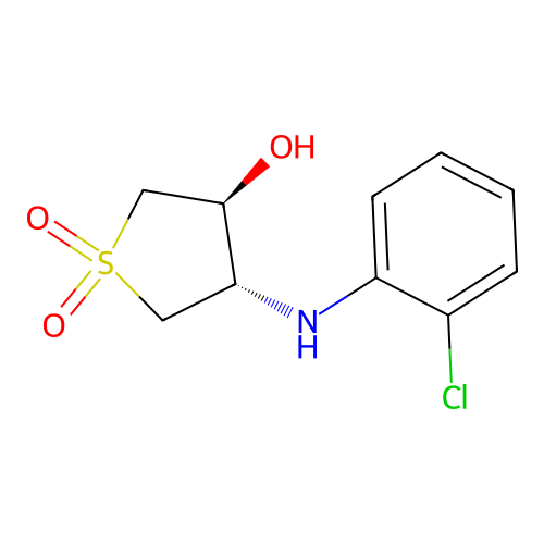 (3S,4S)-3-[(2-chlorophenyl)amino]-4-hydroxy-1lambda6-thiolane-1,1-dione structure