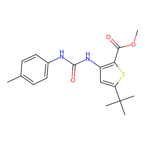 5-tert-Butyl-3-(3-p-tolyl-ureido)-thiophene-2-carboxylic acid methyl ester structure