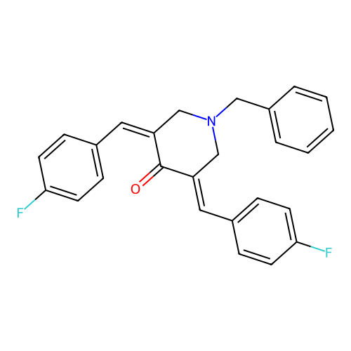 (3Z,5E)-1-benzyl-3,5-bis[(4-fluorophenyl)methylidene]piperidin-4-one structure