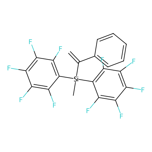 Bis(pentafluorophenyl)methyl(alpha-styryl)silane structure