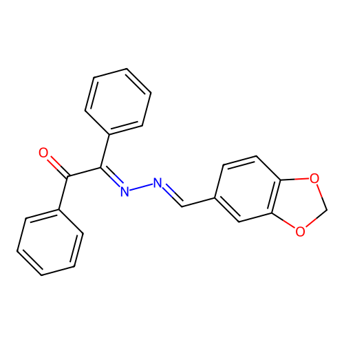 (2E)-2-[(2E)-2-[(1,3-dioxaindan-5-yl)methylidene]hydrazin-1-ylidene]-1,2-diphenylethan-1-one structure