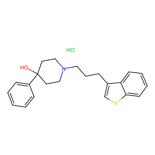 4-Piperidinol, 1-[3-(-benzo[b]thienyl)propyl)-4-phenyl-, hydrochloride structure