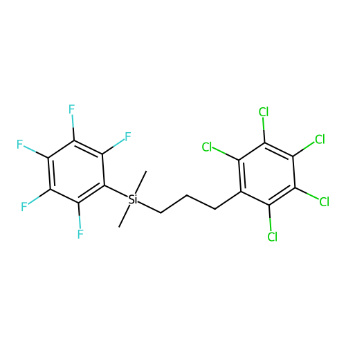 Dimethyl(3-(pentachlorophenyl)propyl)(pentafluorophenyl)silane structure