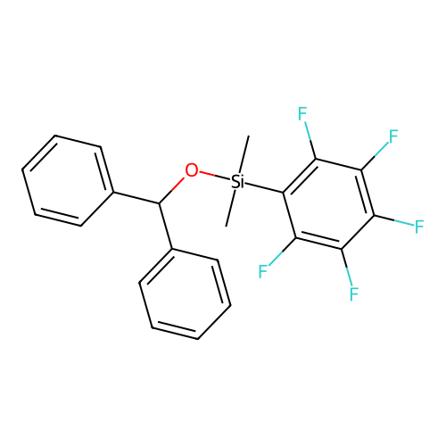 Dimethyl(diphenylmethoxy)(pentafluorophenyl)silane structure