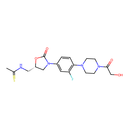 Ethanethioamide, N-(((5S)-3-(3-fluoro-4-(4-(2-hydroxyacetyl)-1-piperazinyl)phenyl)-2-oxo-5-oxazolidinyl)methyl)- structure