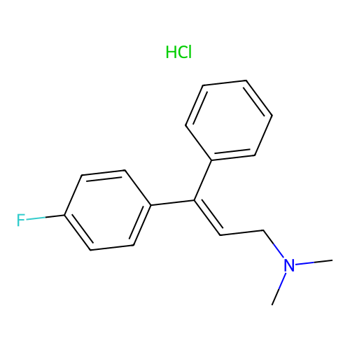 (E)-3-(4-fluorophenyl)-N,N-dimethyl-3-phenylprop-2-en-1-amine;hydrochloride structure