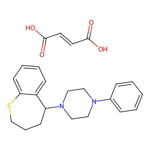 Piperazine, 1-phenyl-4-(2,3,4,5-tetrahydro-1-benzothiepin-5-yl)-, maleate (1:1) structure