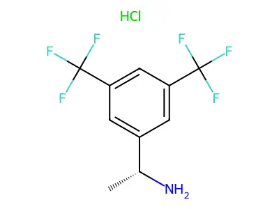 [(1R)-1-[3,5-bis(trifluoromethyl)phenyl]ethyl]azanium structure