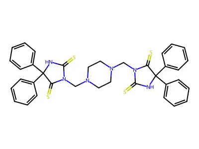 Hydantoin, 3,3'-(1,4-piperazinediyldimethylene)bis(5,5-diphenyl-2,4-dithio- structure