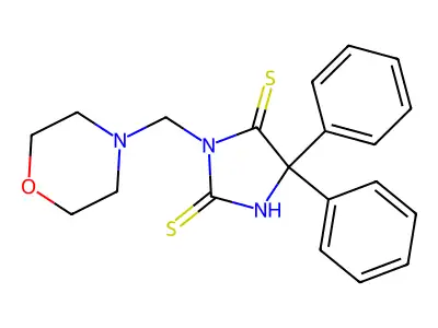 Hydantoin, 5,5-diphenyl-2,4-dithio-3-(morpholinomethyl)- structure