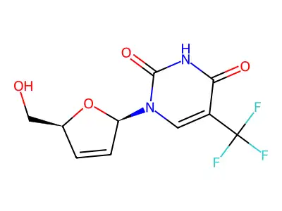 Thymidine, 2',3'-didehydro-3'-deoxy-alpha,alpha,alpha-trifluoro- structure