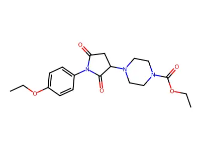 Ethyl 4-[1-(4-ethoxyphenyl)-2,5-dioxopyrrolidin-3-yl]piperazine-1-carboxylate structure