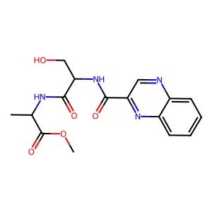 Methyl 2-[[3-hydroxy-2-(quinoxaline-2-carbonylamino)propanoyl]amino]propanoate structure