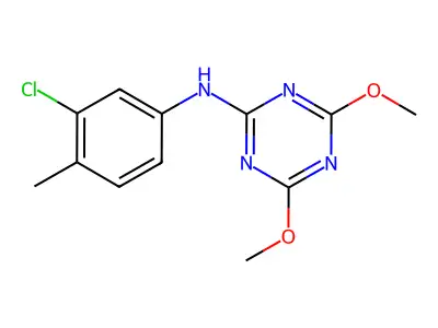 N-(3-chloro-4-methylphenyl)-4,6-dimethoxy-1,3,5-triazin-2-amine structure